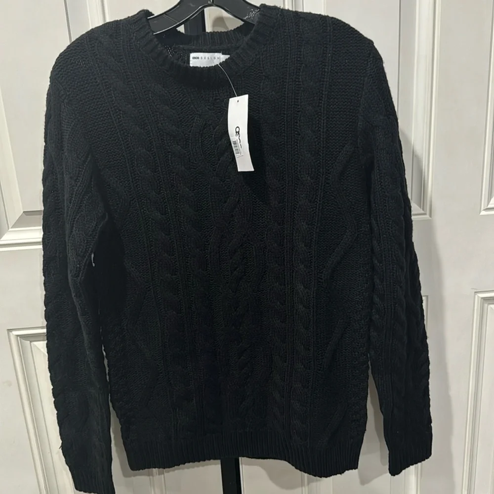 🖤ASOS DESIGN cable knit sweater in black